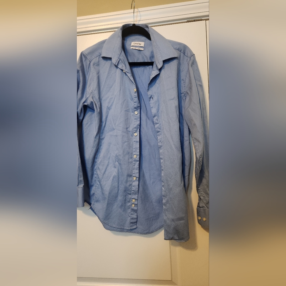 Long Sleeve blue Calvin Klein button up shirt